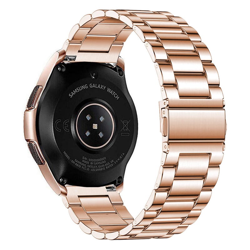 DEALELE Bands Compatible with Samsung Galaxy Watch 7 / FE / 6/6 Classic / 5/5 Pro / 4/4 Classic/Galaxy 3 41mm, 20mm Stainless Steel Metal Replacement Strap for Women Men (Rose gold) - Image 2